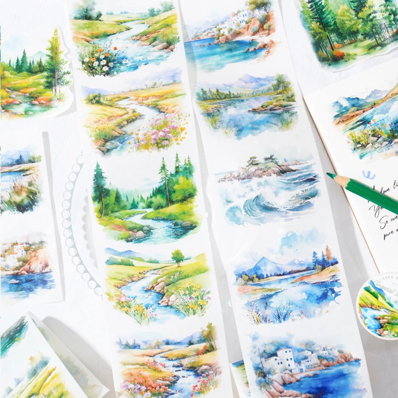 Mr. Paper, 200cm/roll, Winter Forest Snow Themed Adhesive Tape Sticker, Scrapbook Notebook Photo Frame Diary Decoration Sticker