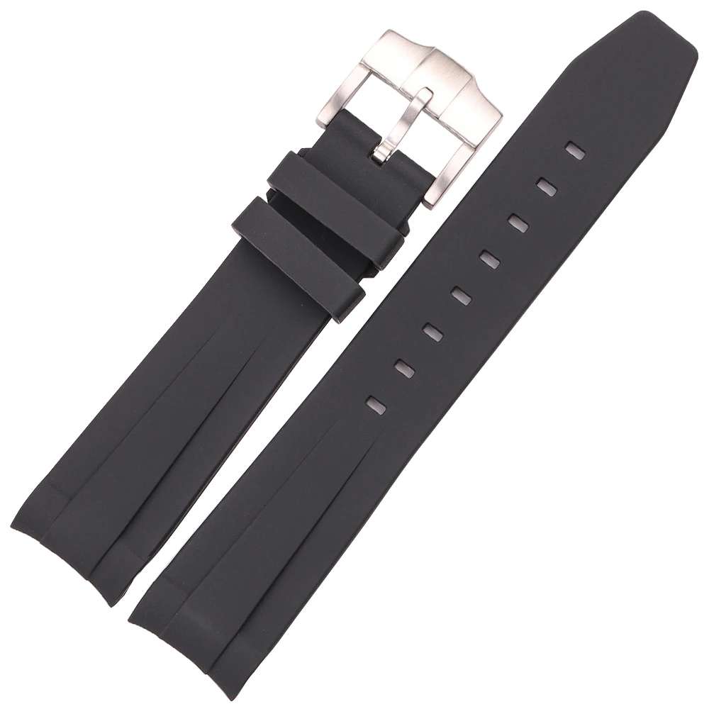 20 mm gebogenes Ende Gummi-Uhrenarmband für Rolex Submariner-Uhrenarmband, weiches Silikon, Schwarz, Grün, Blau, Taucharmband