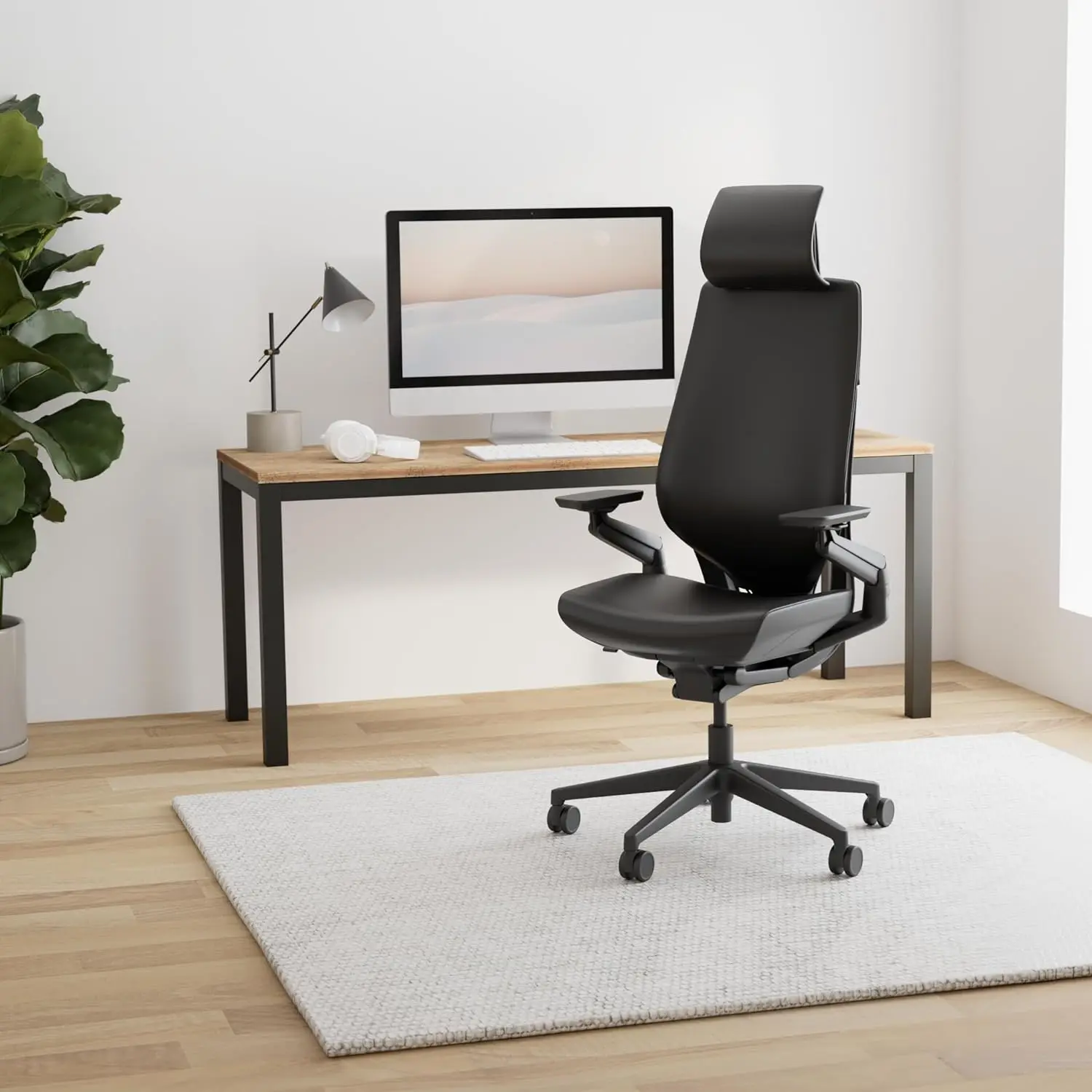 Gesture Office Chair with Head Rest - Ergonomic Work Chair with Wheels for Hard Flooring - Comfortable Office Chair - Intuitive