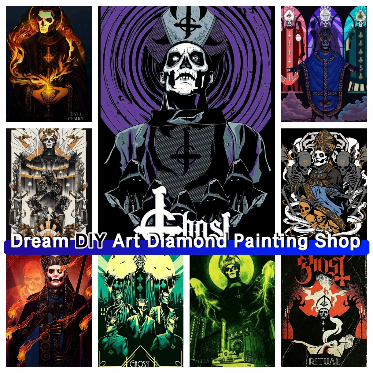 

Ghost 5D DIY Drill Diamond Painting Art Mosaic Embroidery Rock Band Portrait Cross Stitch Handmade Craft Rhinestones Home Decor