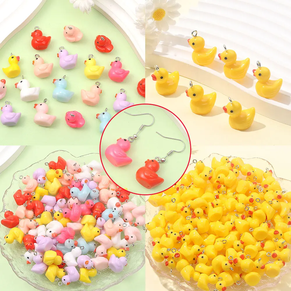 10/30/50/100pcs Multi-color Resin Duck Shaped Pendants,for D