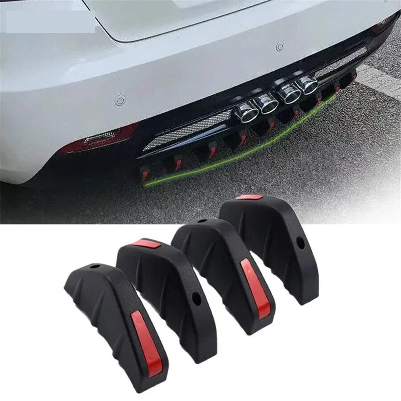 

Car Rear Lower Bumper Wing Lip Diffuser, Anti-Crash Parts Spoiler Protector, Rear Bumper Splitter Lip Wing , 4Pcs