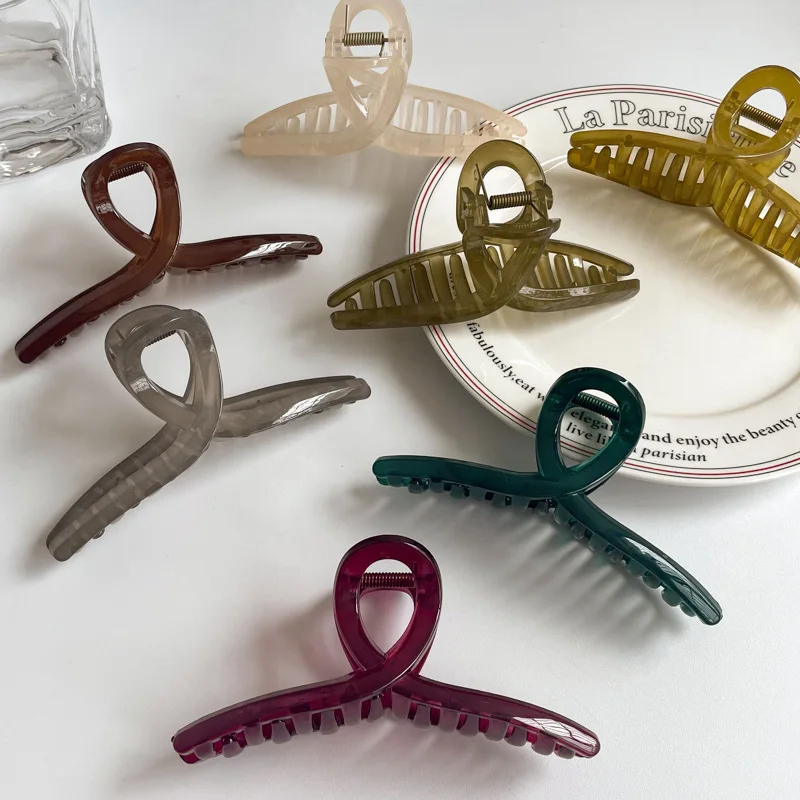 Korean jelly color large thick hair grabbing clip bath tray hair volume multi-claw clip shark clip hair accessories