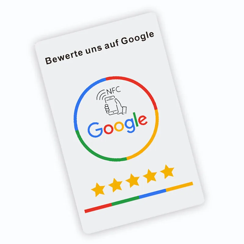 

Немецкое запись NFC Google Reviews Card на голландском, французском, испанском, английском языке