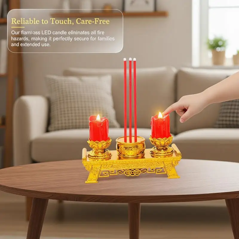 LED Candle Lights, Prayer Candles For Temples And Halls, Smokeless Swinging Wick Simulation Candles