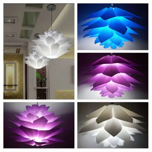 

Self Assemble Lampshade Lotus Chandelier Puzzle Light IQ PP Ceiling Pendant Hanging Flowers DIY Adjustable Shade for Home