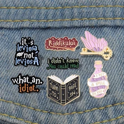 Butterfly Key Curse Witch Enamel Pins Custom Wizard Brooches Lapel Badges Magic Movie Book Jewelry Gift for Fans Friends
