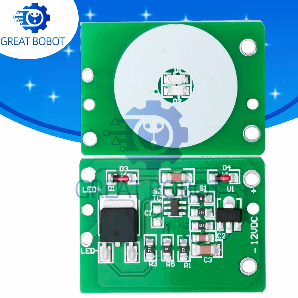 Módulo de Sensor de Interruptor táctil capacitivo de 12V, botón pulsador, módulo de tecla táctil, pestillo Jog con relé DC 6-20V 3A TTP223B verde