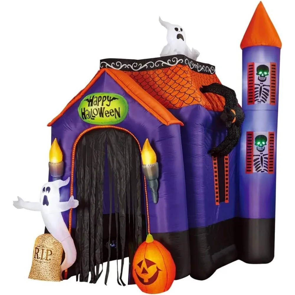 Pre-Lit 12FT Halloween Airblown Inflatable Haunted House Archway Tunnel