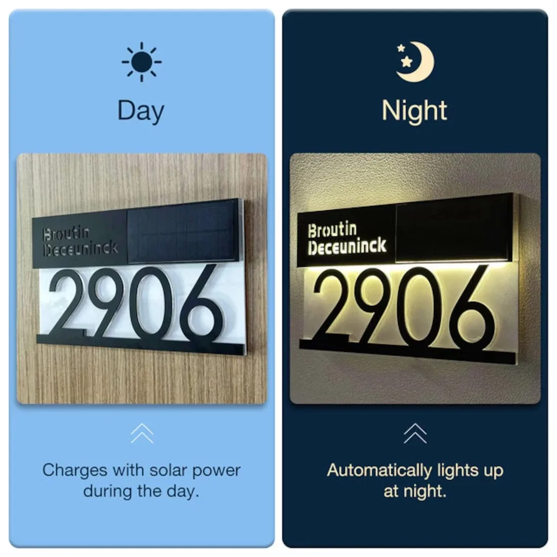 Personalised Solar House Number Outdoor Solar Light LED Backlight Door Number Signs With Lights Custom Solar House Sign for home