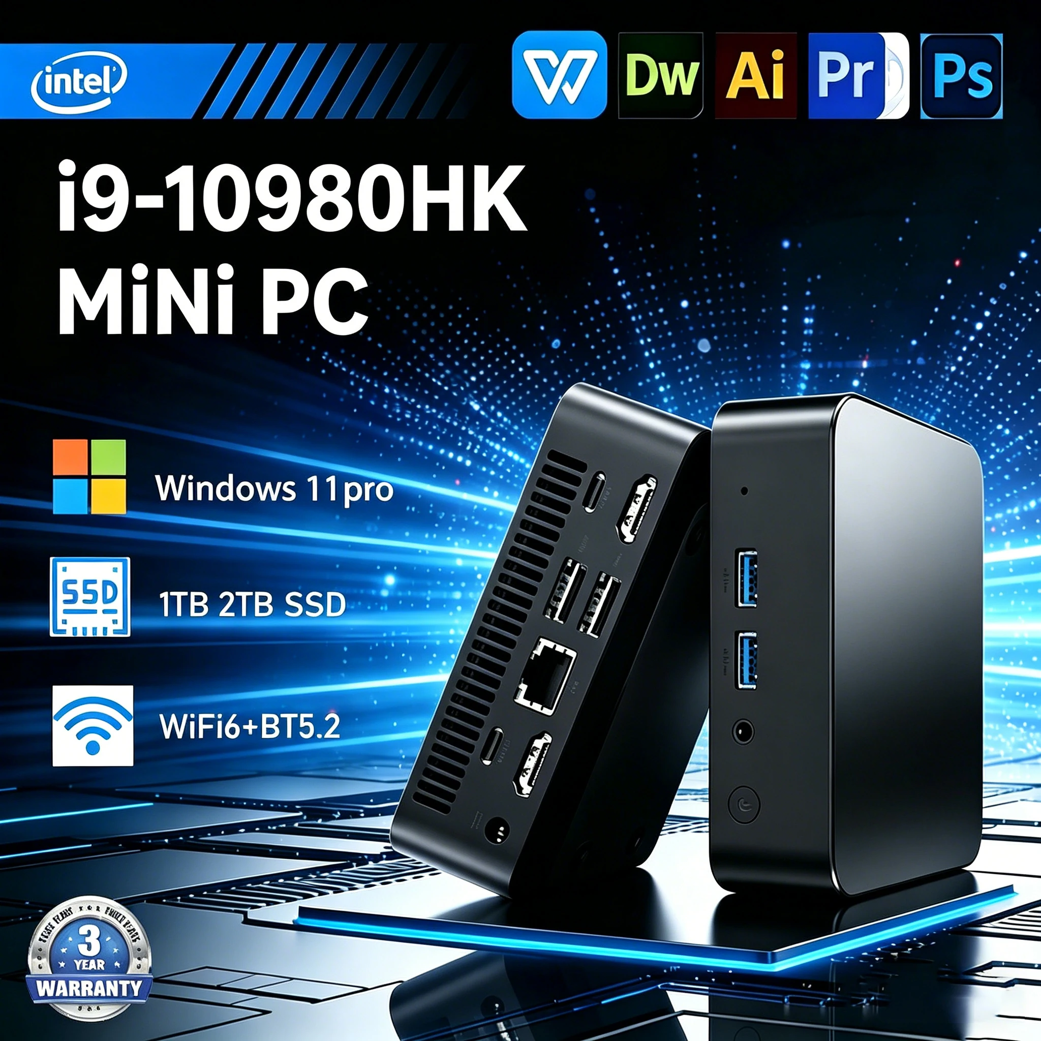 2026モデル 15.6インチ Core i9 10980HK 32GB 2TB 2026 New Mini PC Computer Intel core i9 10980HK Windows 11 16/32GB