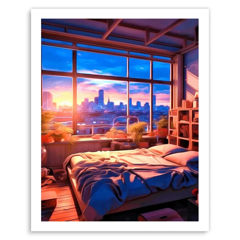 

585363 Paint By Numbers Scenery Bedroom Indoor Handwork Picture Frame Color Markers Personalized Gift