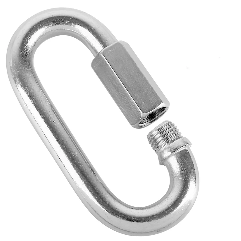 24 Pcs Quick Link M4 4MM Stainless Steel Chain Connector,Heavy Duty D Shape Locking Looks For Carabiner, Max.Load 500 Lb