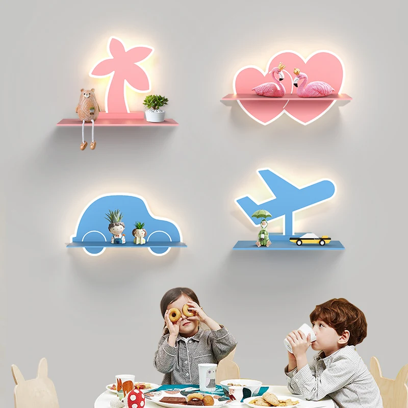 Children room deco Blue/pink cartoon Wall Lamp sconce Kindergarten Plane/Car lamp indoor kids LED Mirror Wall Lighting fixtures