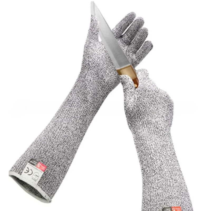 

1 Pair Long Sleeve Anti-Cut Gloves Extended Level 5 HPPE Anti-Cut Sleeves Arm Guards Wrist Gloves Men's and Women's One Pack