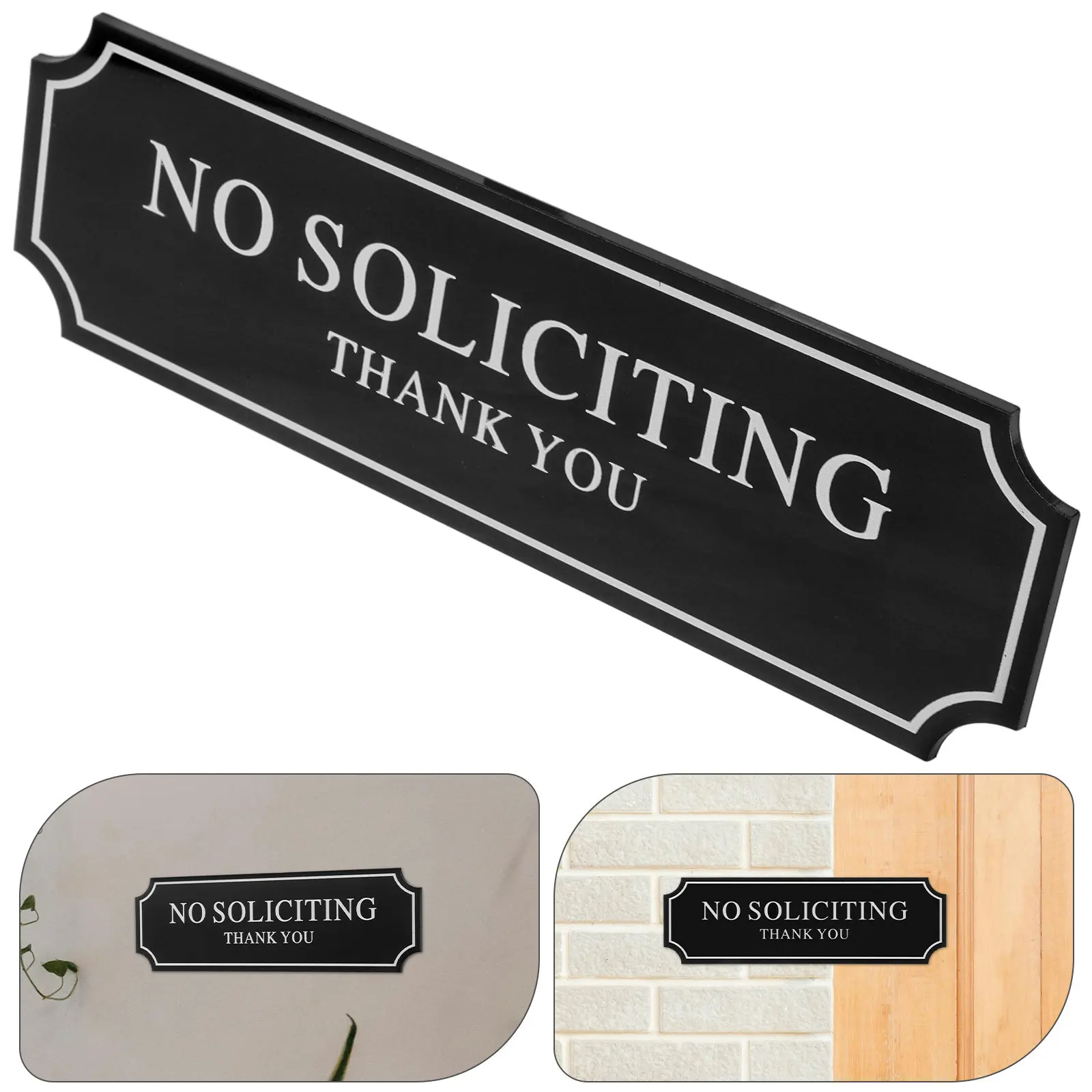 Acrylic No Soliciting Door Sign Heavy Duty Wear Resistant Household Front Door Yard Garden Decorative Thank You Sign for Home