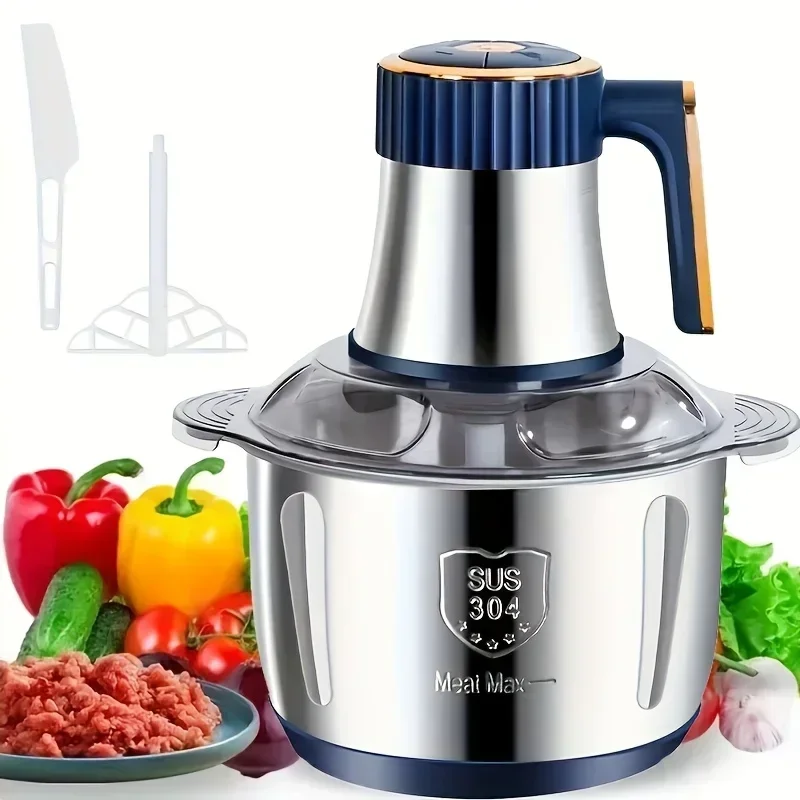 

5L Multifunctional Electric Chopper Food Processor Stainless Steel Five-Speed, Six Pure Steel Blades, Quick Meat Grinder