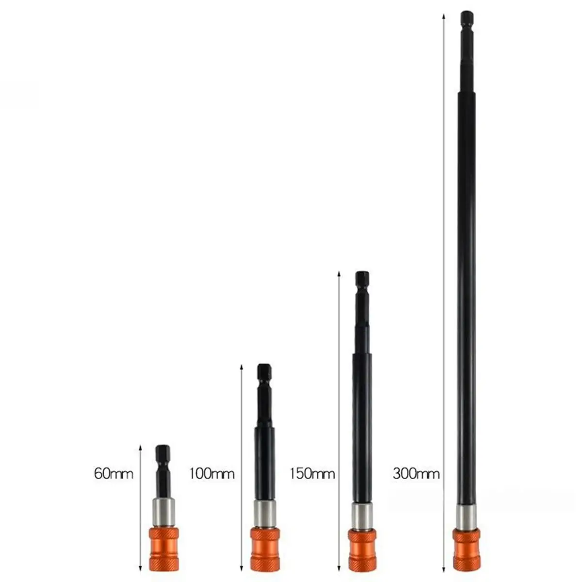 【MUST-HAVE LIST】 4PCS Magnetic Bit Extension Holder Set 60 100 150 300mm for Quick Change Screwdriver Bit Holder