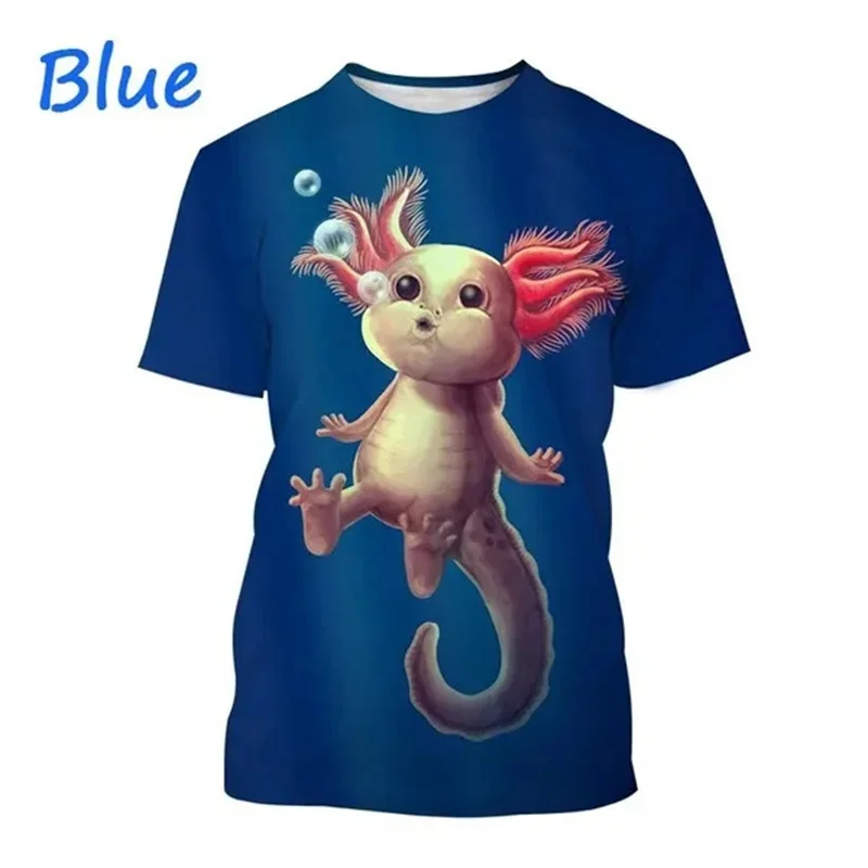 

New Summer 3D Cute Animal Axolotl Printed T Shirt Cynops Pogona Vitticeps Graphic T-shirts For Men Streetwear Funny Short Sleeve