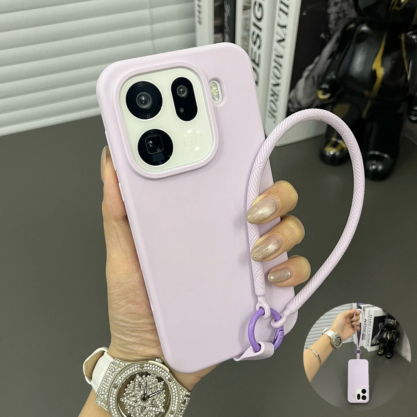Modische Original Flüssig-Silikon Handyhülle für OPPO Find X9 Ultra X9S Pro X8 Plus Bonbonfarben INS Handgelenkschlaufe Stoßfeste Abdeckung