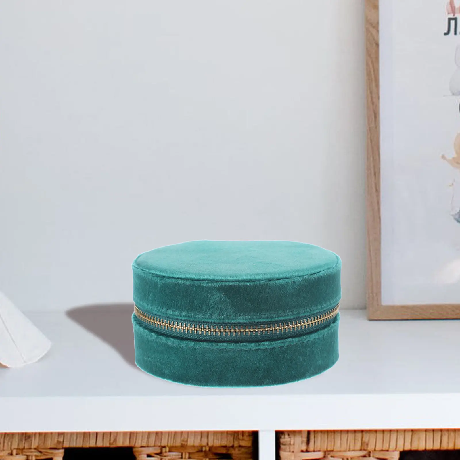 

Mini Round Jewelry Box Travel Jewelry Organizer Small Portable Case for Earrings Necklaces Rings Pendants Stylish Convenient