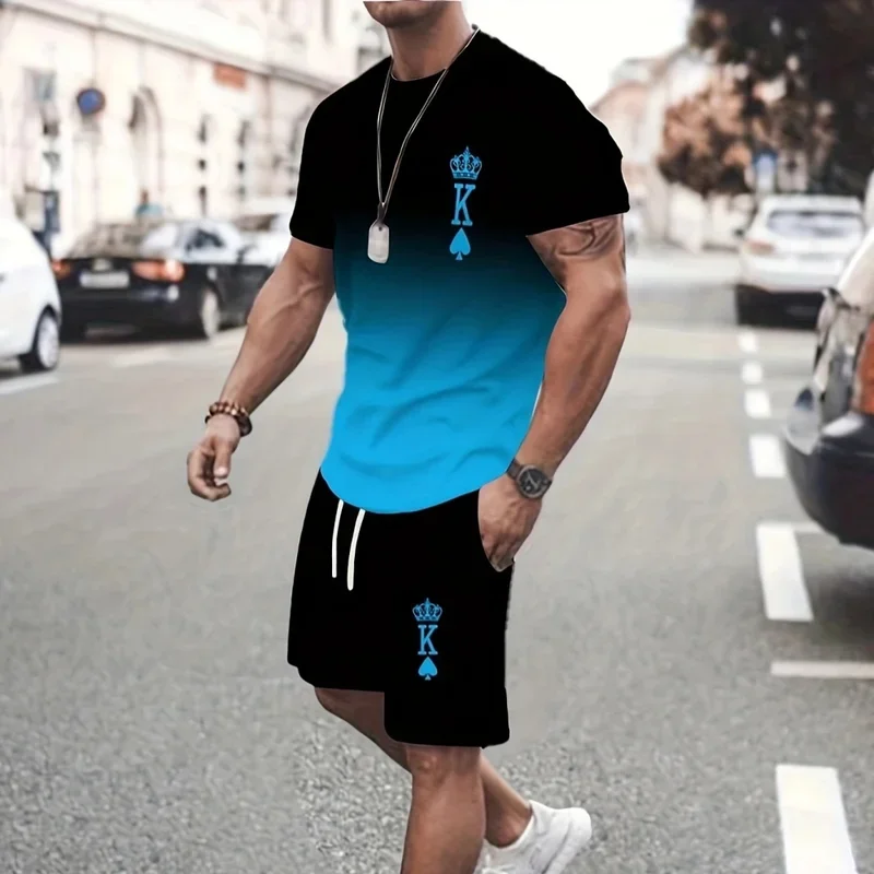 Summer 3D Lion Cross Printed Men's T-shirt/Shorts/Suit Short Sleeve Jesus Love Everone Christian Street Wear 2 Pcs