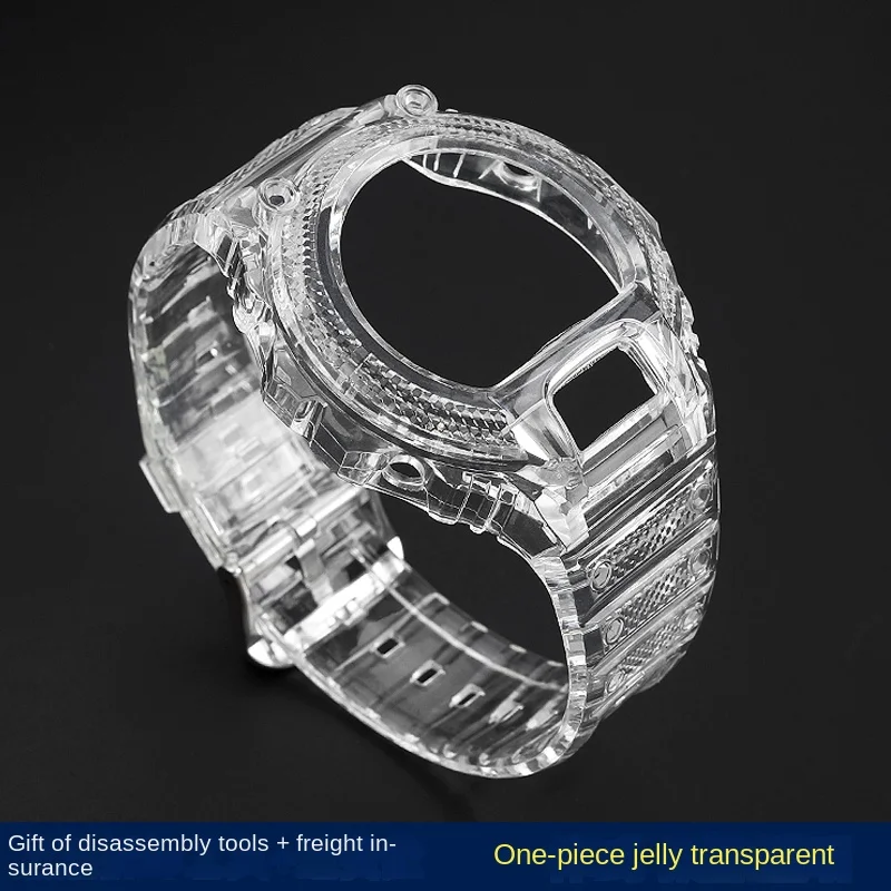 DW-6900 Mod kit for Casio DW6900 G-Shock DW-6900 strap and case Transparent TPU Silicone Bezel set watch Band Men Accessories