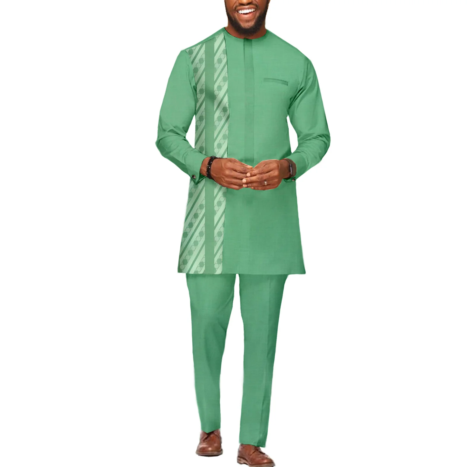 SEA&ALP African Men Set Two Piece Suit Dashiki Top Pant Tracksuit Fashion Outfit for Party wedding