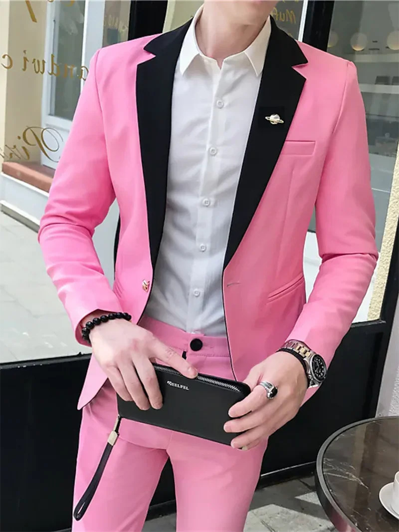 

Summer New Arrival Groom Wear Business Casual Party Suit Notched Lapel 2 Piece（Blazer + Pants）Slim Fit Costume Homme Men Suit