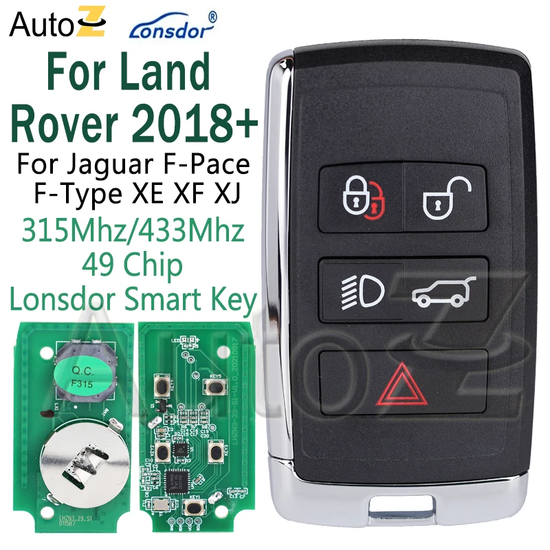 Lonsdor For Land Rover Range Rover LR2 LR4 For Jaguar F-Pace F-Type XE XF XJ 2018-2021 K518 series 315/433Mhz Smart Remote Key