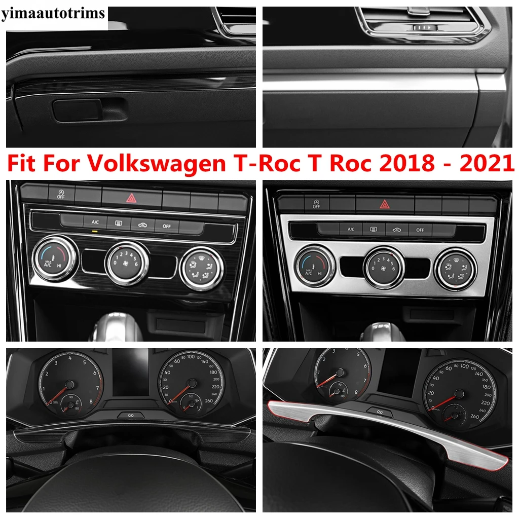 Dashboard Frame / Central Control Panel Strip / AC Air Conditioning Cover Trim Accessories For Volkswagen T-Roc T Roc 2018 -2021