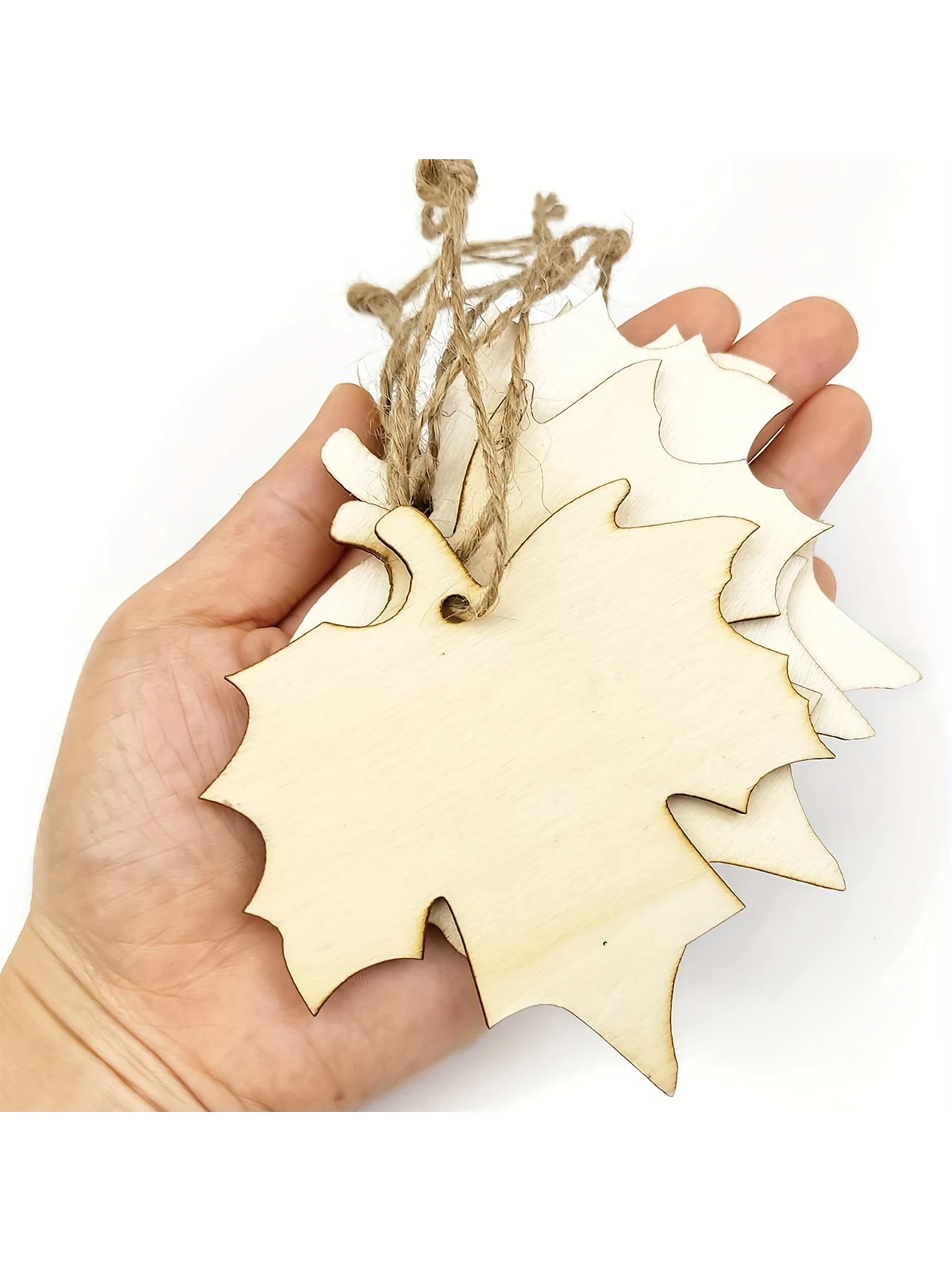 10Pcs Wood Maple Leaf Cutouts Unfinished Wooden Hanging Ornaments DIY Craft Gift Tags for Thanksgiving Home Party Decoration