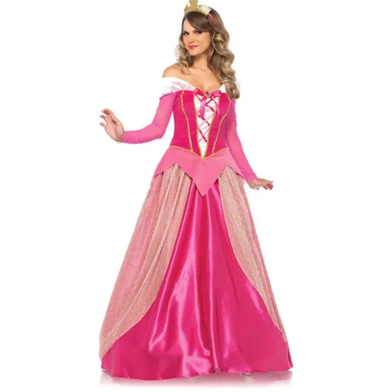 

2025 Adult Costume Women Deluxe Pink Sleeping Beauty Princess Aurora Gorgeous costume For Halloween Party Fancy Dress