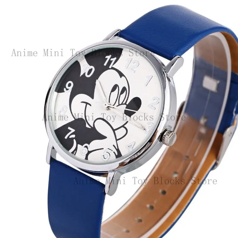 Disney Mickey Children\'s Watch Anime action figure Mickey Mouse PU Belt Pointer Digital Quartz watches for kids present