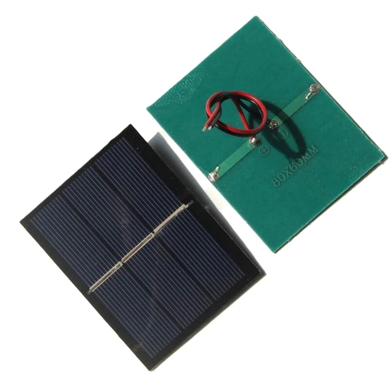 Customized 0.65W 1.5V Mini Solar Panels with Cable DIY Solar Lights and Toys Polycrystalline Solar PV Module 60*80MM 10PCS