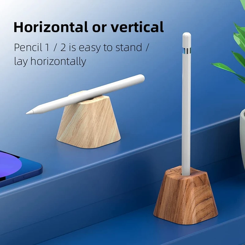 Pencil Holder Compatible with Pencil (1St and 2Nd Gen),Wooden Pencil Case.Apple Pencil Stand.Pencil Protect Case