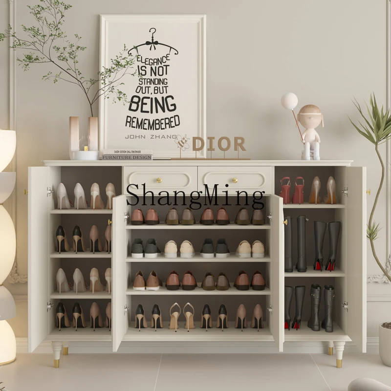 

CL Light Luxury Shoe Cabinet for Home Entrance, Integrated Large Capacity Solid Wood Storage, Large Entryway Cabinet