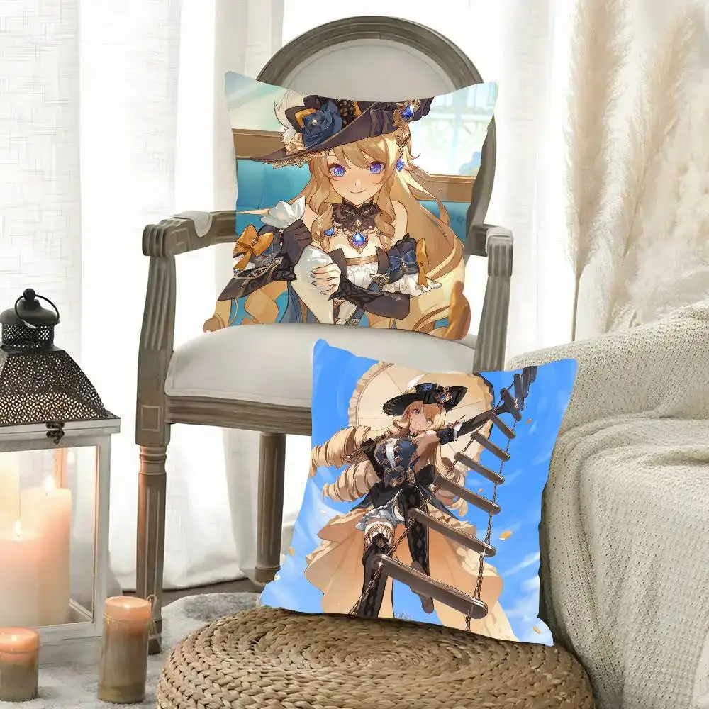 Navia Anime Genshin Impact Pillow Case Fashion Square Pillowcase Bedroom Sofa Room Ins Decoration Leisure