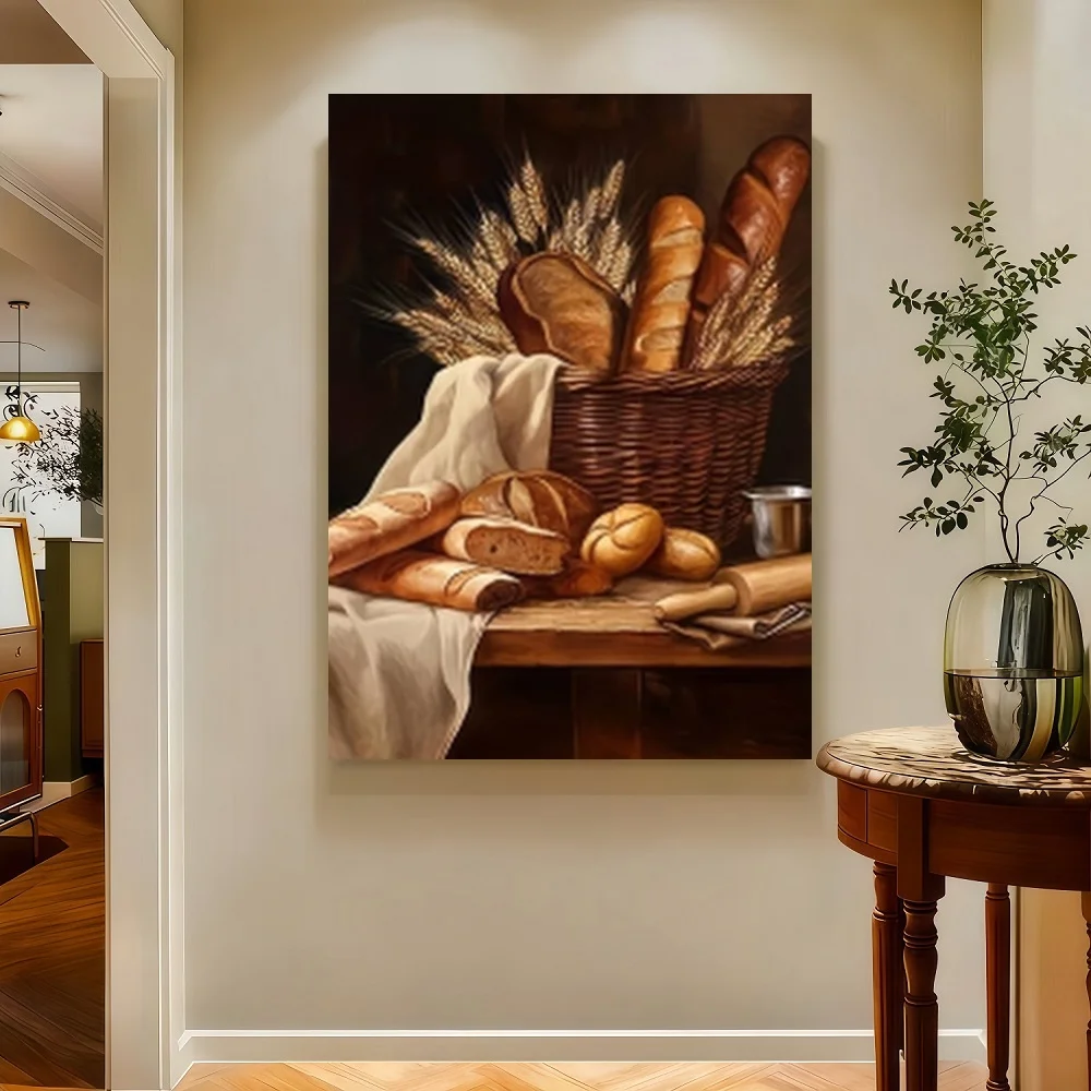 Framed 2D Flat, S 2D/Flat Print Framed Canvas And Poster, Ready To Hanging, Kitchen Food Country Bread, Home Decor, Wall Art, Ro view 2