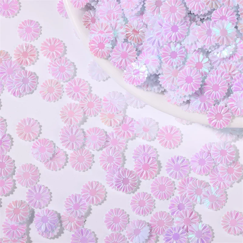 50g/Beutel 9mm Gänseblümchen-Pailletten - Glitzerflocken für Schleimfüllung, Nagelkunst & Handyhüllen-Deko, DIY Harz-Bastelzubehör – Detail 9