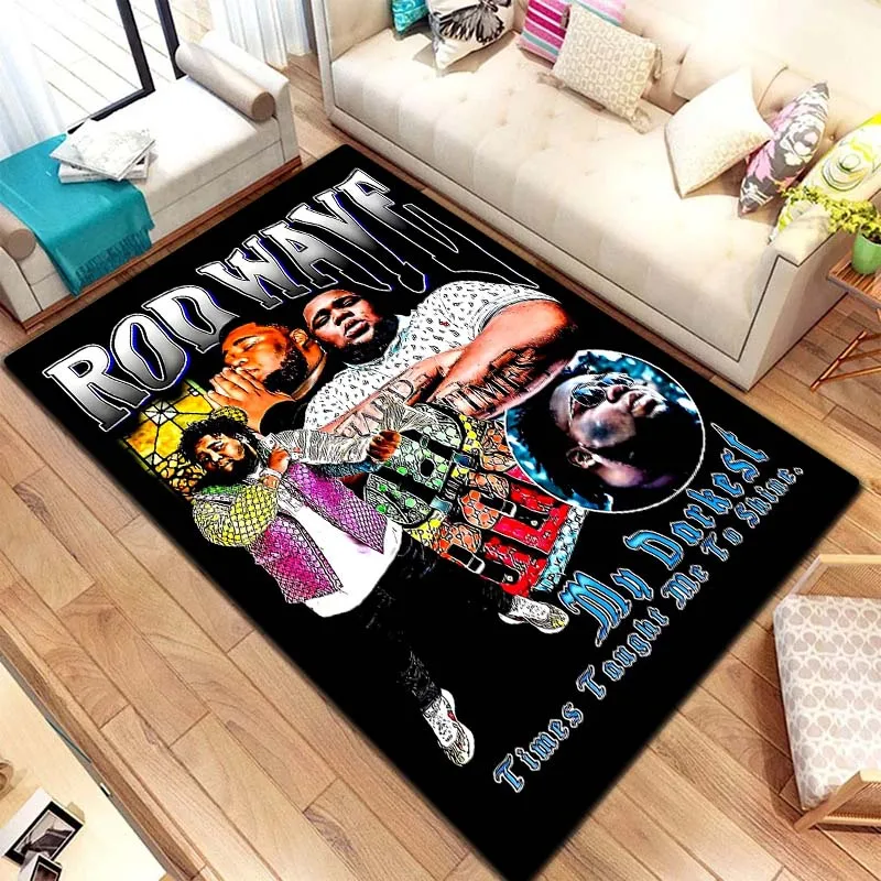 Fashion R-Rod Wave Print Area Rug Anti-slip Soft Floor Mat Hip Hop Fan Decor Carpet For Living Room Bedroom Home Decor Gift