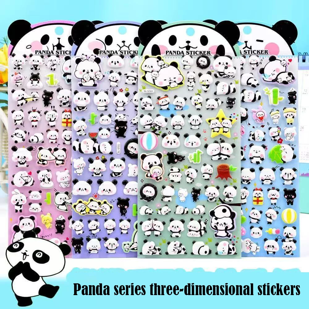 

4PCs Cute 3D Panda Stickers Cartoon Animals Children’s Reward Stickers Handmade Decoration Photo Album Diary DIY Baby Stickers
