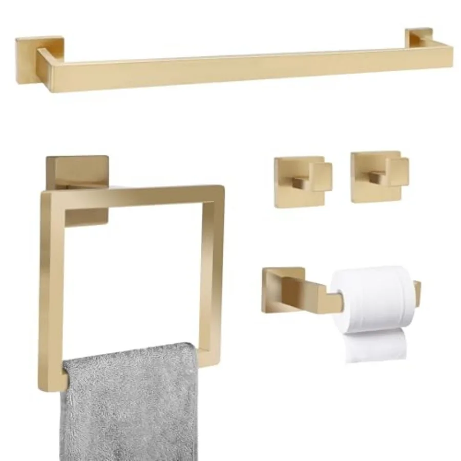 

Bathroom Accessories, 5 Pieces Bathroom Hardware Set 23.6 Inch Bath Towel Bar, Paper Towel Holder, Toilet Paper Holder and 2pcs