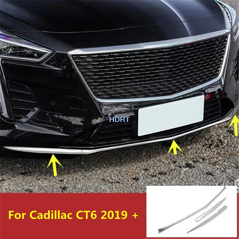 

Car Styling Accessories Exterior Sticker For Cadillac CT6 2019 + Stainless Steel Strip Chrome Front Bumper Moulding Trim Cover