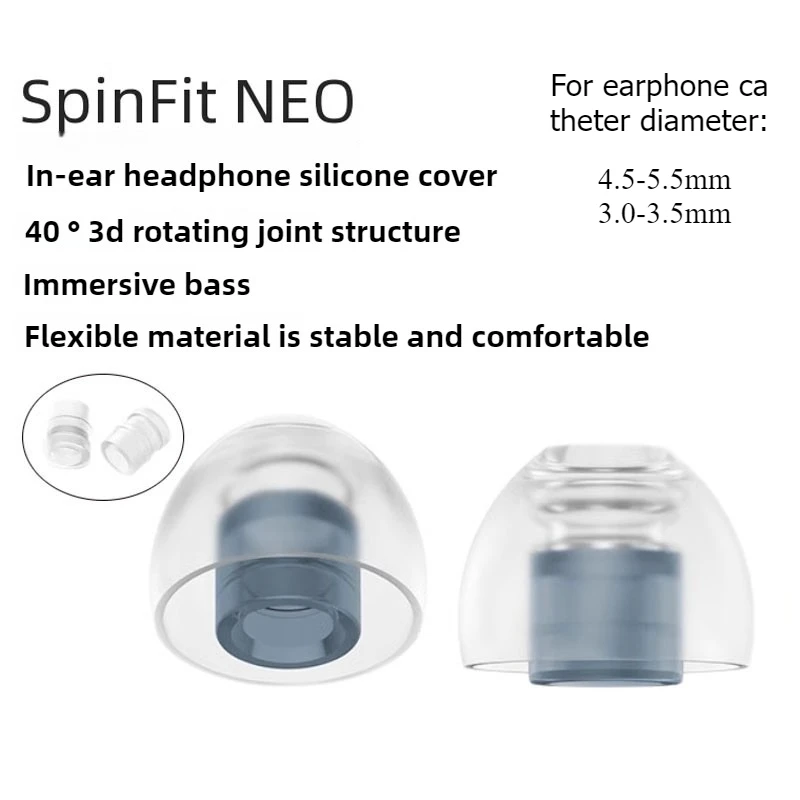 Силиконовые насадки SpinFit NEO для наушников-вкладышей IEM HIFI, удобные беруши с шумоподавлением и адаптерами для тонких насадок