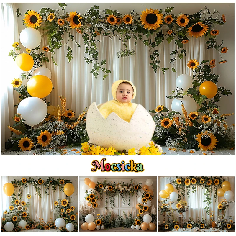 

Mocsicka Photography Background Summer Sunflower Balloon Birthday Party Cake Smash Kids Portrait Decor Backdrop Photo Studio