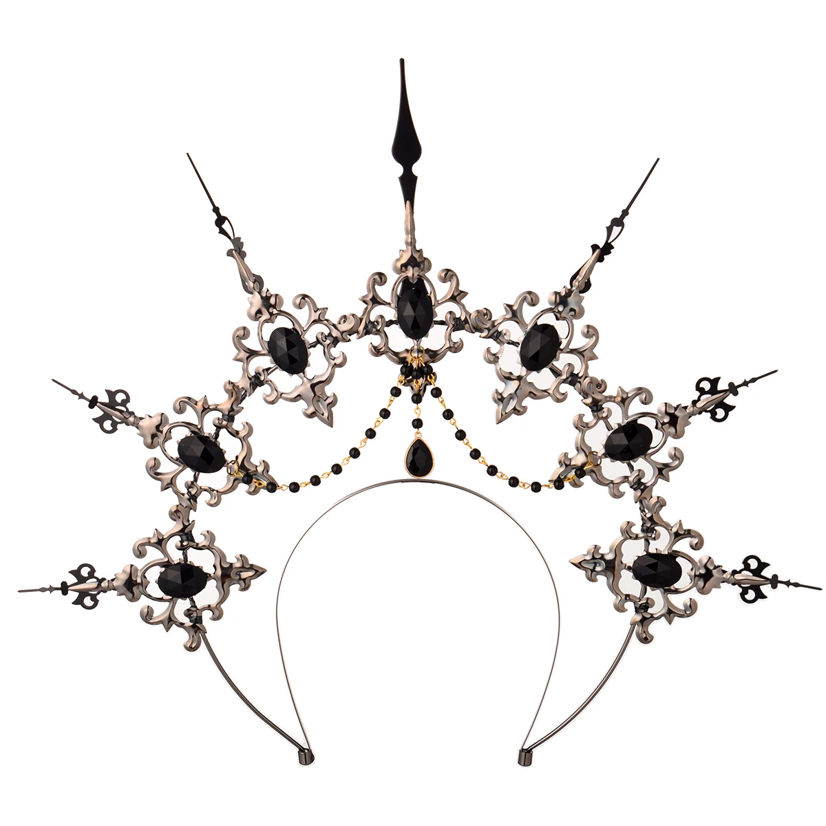 Gothic Halo Crown Headpiece Spike Goddess Lolita KC Baroque Devil Headband