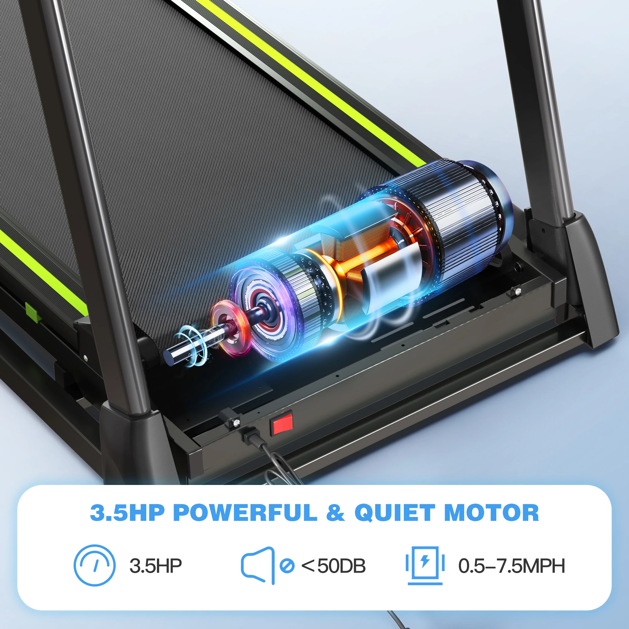 STLF 330lbs جهاز سير عالي التحمل محمول كهربائي قابل للطي ممارسة الجري آلة اللياقة البدنية المنزلية تجريب 3.5HP #6