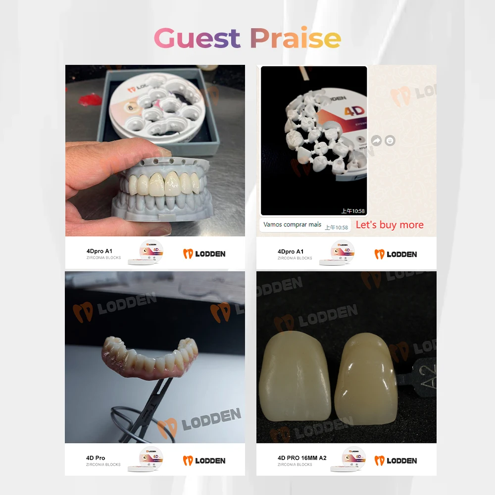 LODDEN 4D Pro Mehrschichtige Zirkonoxid-Dentalblöcke für CAD/CAM Kronen und Brücken 98x10-25mm 43%-57% Hohe Festigkeit 43%-57% – Detail 8