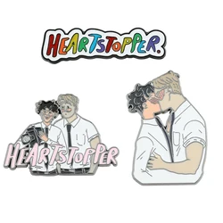 Kawaii Tv Show Heartstopper Button Pin Lgbt Pins and Badges Cartoon Nick and Charlie Lapel Pins for Backpacks Gay Accessories